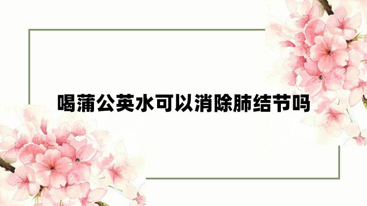 喝蒲公英水可以消除肺结节吗