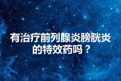 有治疗前列腺炎膀胱炎的特效药吗？