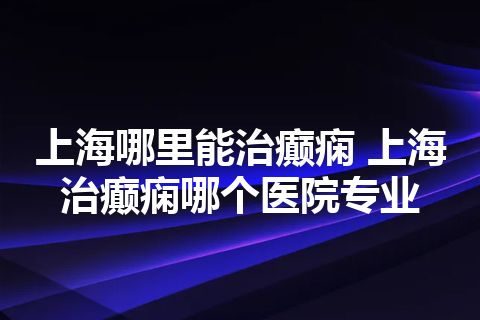 上海哪里能治癫痫 上海治癫痫哪个医院专业