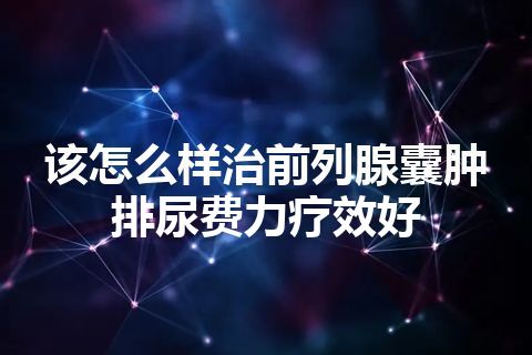 该怎么样治前列腺囊肿排尿费力疗效好