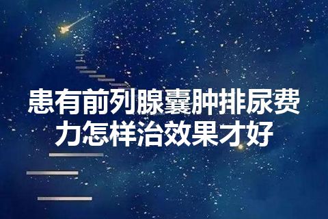 患有前列腺囊肿排尿费力怎样治效果才好