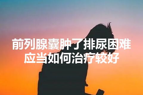 前列腺囊肿了排尿困难应当如何治疗较好