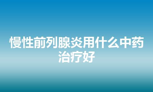 慢性前列腺炎用什么中药治疗好