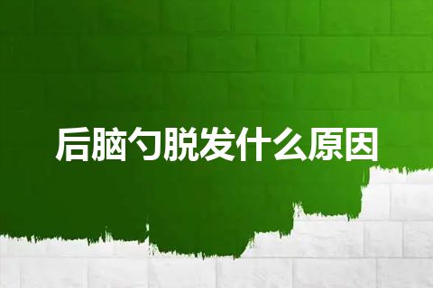 后脑勺脱发什么原因