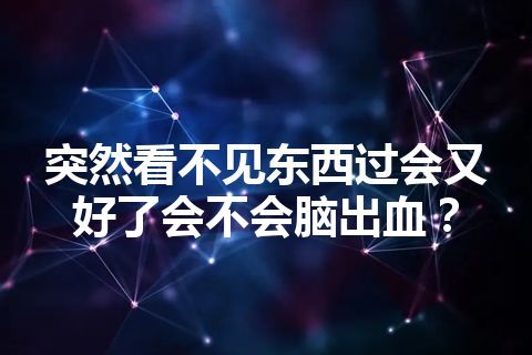 突然看不见东西过会又好了会不会脑出血？