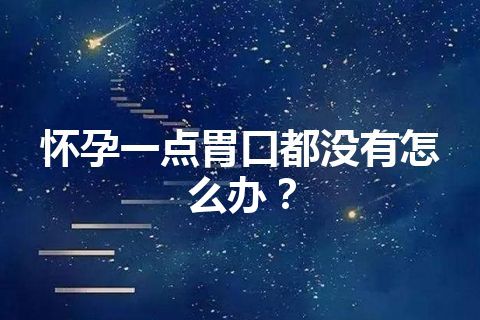 怀孕一点胃口都没有怎么办？