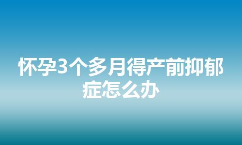 怀孕3个多月得产前抑郁症怎么办