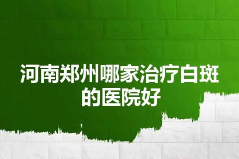 河南郑州哪家治疗白斑的医院好