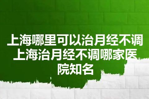 上海哪里可以治月经不调 上海治月经不调哪家医院知名