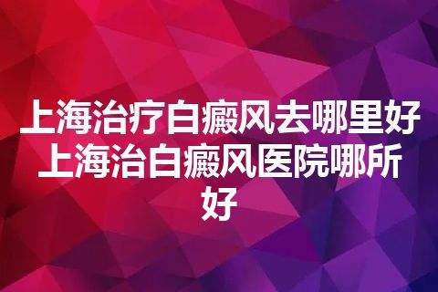 上海治疗白癜风去哪里好 上海治白癜风医院哪所好