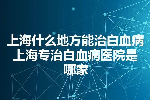 上海什么地方能治白血病 上海专治白血病医院是哪家