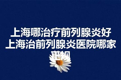 上海哪治疗前列腺炎好 上海治前列腺炎医院哪家正规