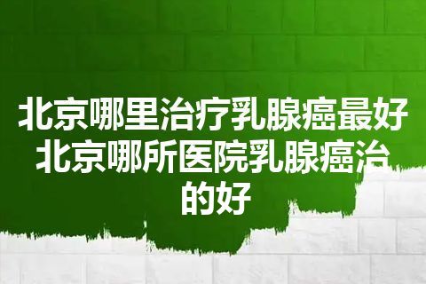 北京哪里治疗乳腺癌最好 北京哪所医院乳腺癌治的好