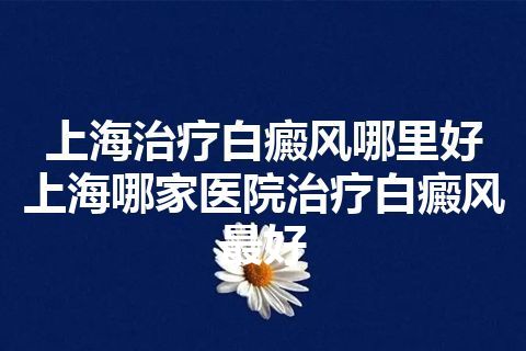 上海治疗白癜风哪里好 上海哪家医院治疗白癜风最好