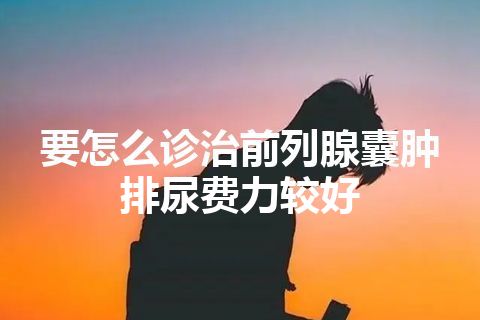 要怎么诊治前列腺囊肿排尿费力较好