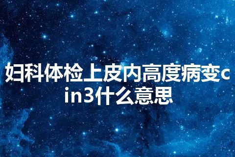 妇科体检上皮内高度病变cin3什么意思