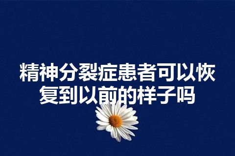 精神分裂症患者可以恢复到以前的样子吗