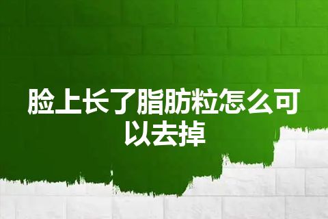 脸上长了脂肪粒怎么可以去掉